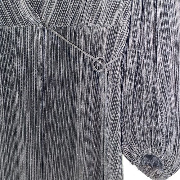 H&M black crinkle fabric faux wrap party dress size small - Picture 7 of 11